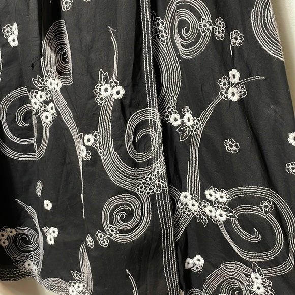 Max Studio Black White Embroidered Wrap Drawstring Waist Cotton Skirt Size S - Picture 5 of 15
